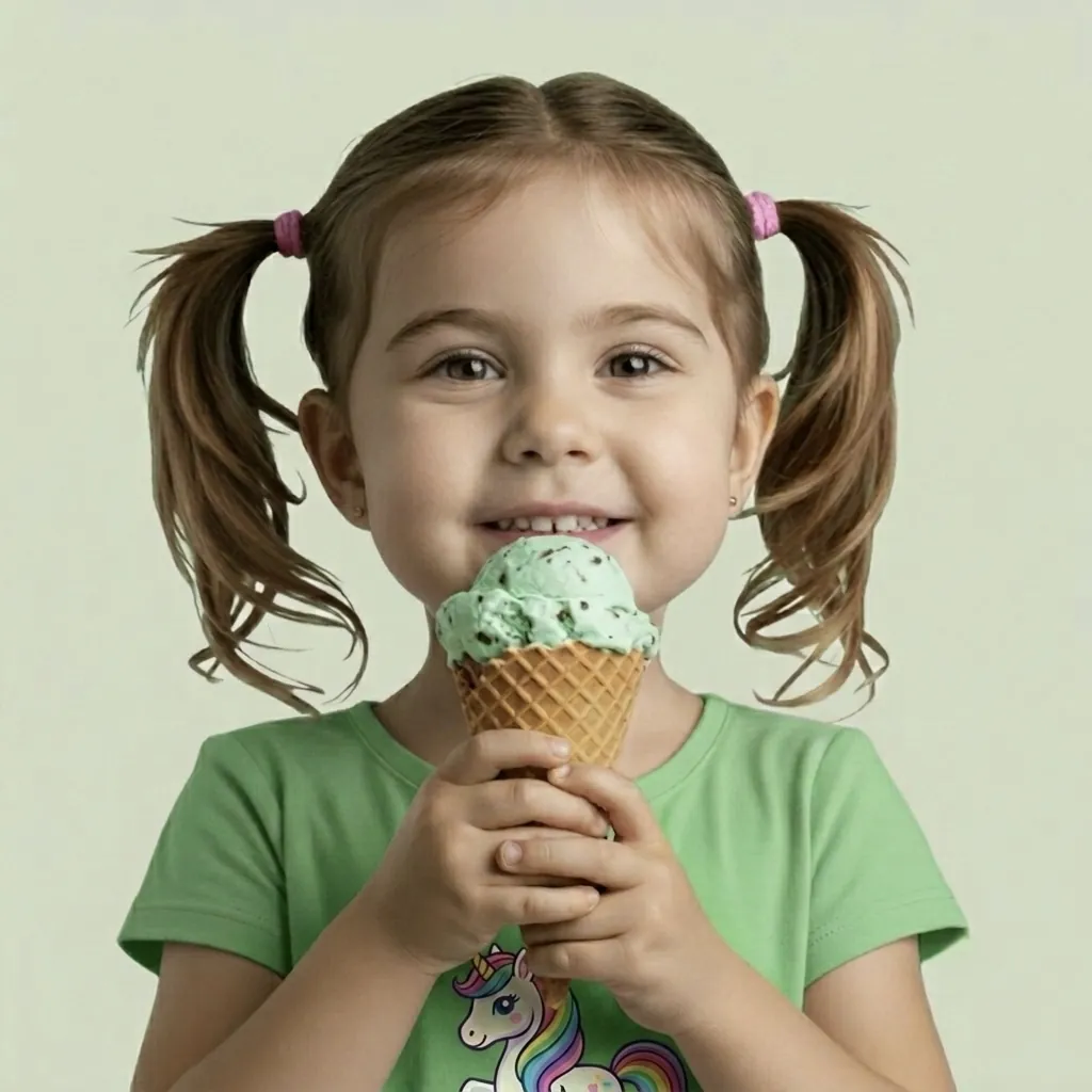 Smiling child enjoying ice cream after a gentle dental hygiene exam at Bright White Dental Hygiene Clinic in Riverview NB